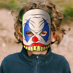 Scary Clown Mask Printable, Paper DIY for Kids and Adults. PDF Template ...