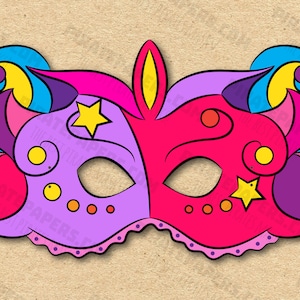 Fairy Mask Printable, Paper DIY For Kids And Adults. PDF Template. Instant Download. For Birthdays, Halloween, Party, Costumes.