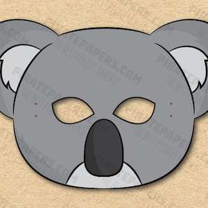 Koala Mask Printable, Paper DIY For Kids And Adults. PDF Template. Instant Download. For Birthdays, Halloween, Party, Costumes.