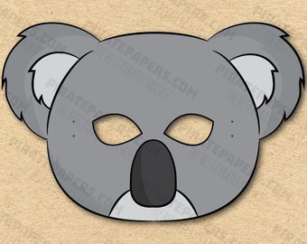 Masque Koala imprimable, bricolage en papier pour enfants et adultes. Modèle PDF. Téléchargement instantané. Pour les anniversaires, Halloween, fête, costumes.