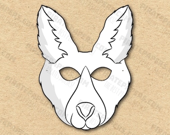 Kangaroo Mask Printable Coloring, Paper DIY For Kids And Adults. PDF Template. Instant Download. For Birthdays, Halloween, Party, Costumes.