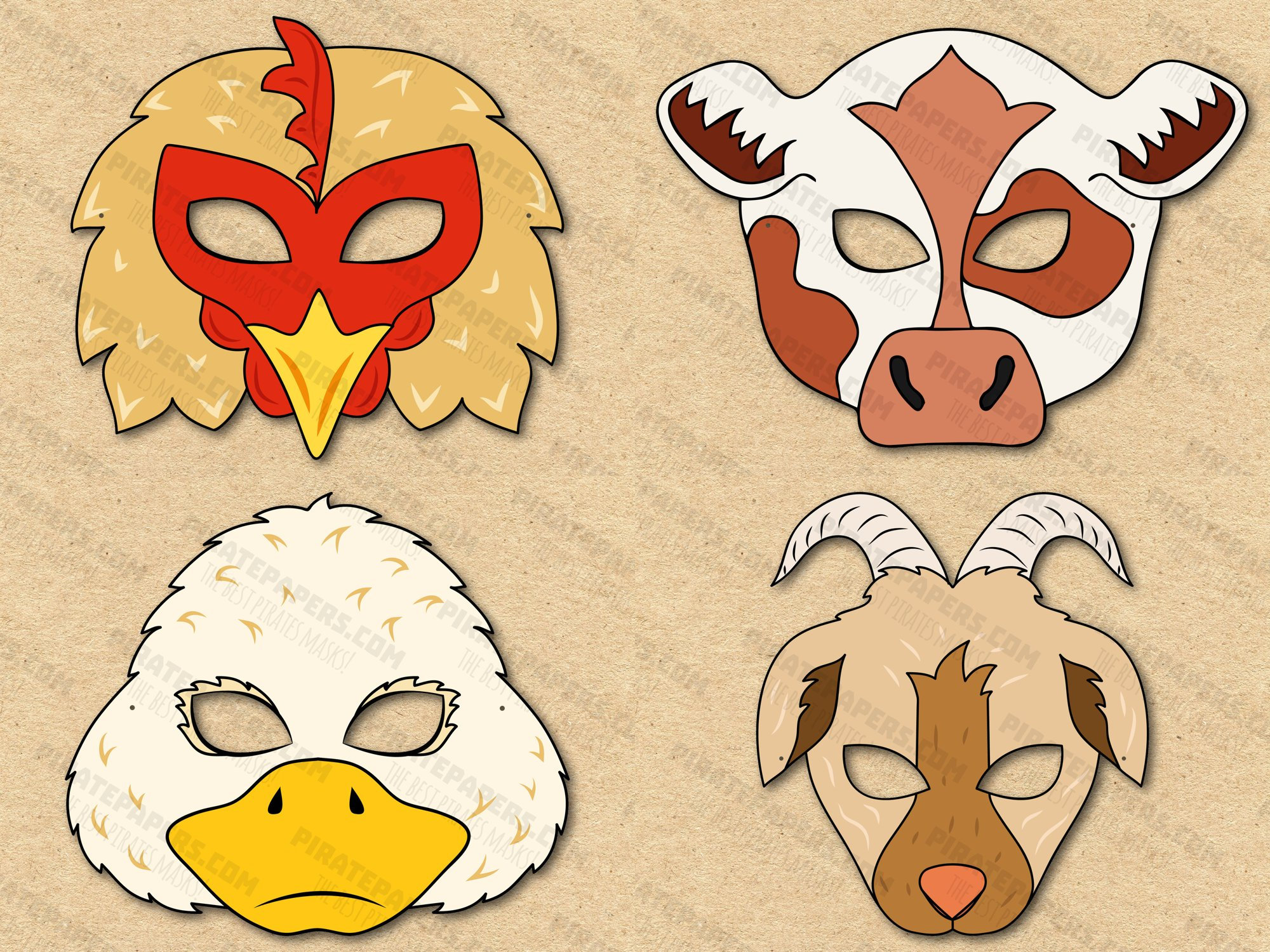 12-Pack Felt Animal Masks for Kids' Farm-Themed Birthday Party, 12 Unique  Animal Designs, Includes Cow, Chicken, Rooster, Pig, Bunny, Sheep, and Duck