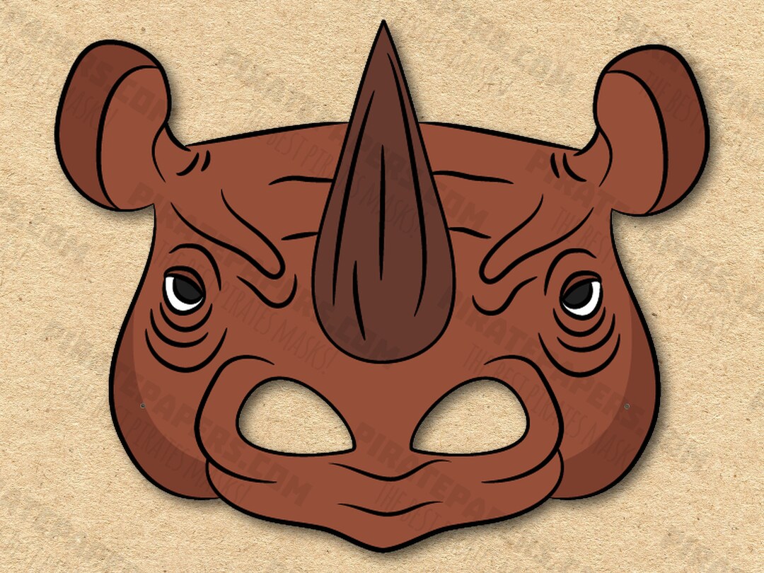 Rhino Mask Printable, Paper DIY for Kids and Adults. PDF Template ...