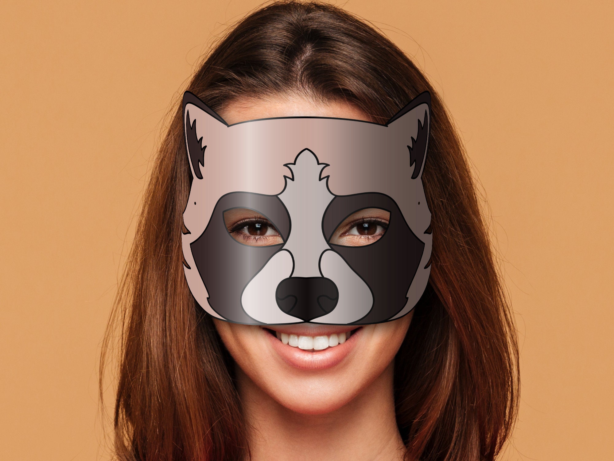 Raccoon Mask Printable, Paper DIY for Kids and Adults. PDF Template. Instant Download. for ...