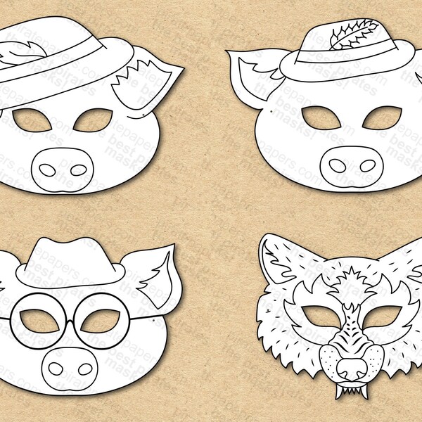 3 Little Pigs Masks Coloring - Etsy
