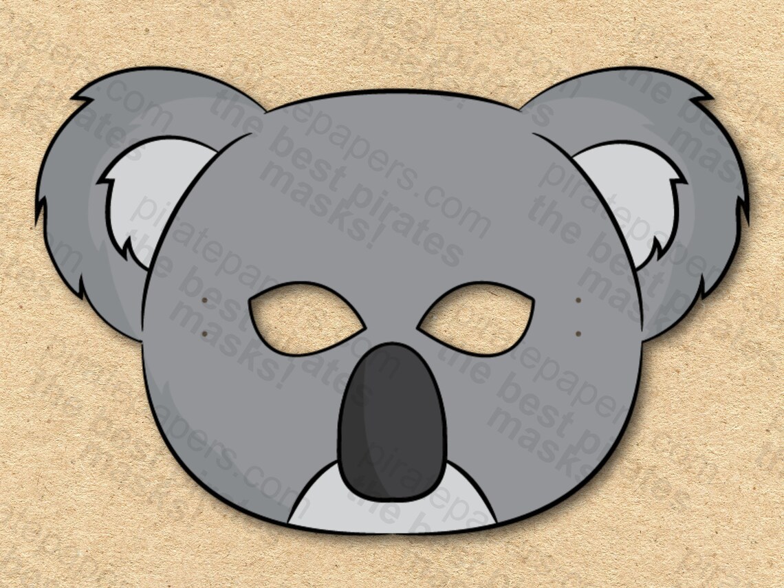 Koala Mask Printable Paper DIY for Kids and Adults. PDF Etsy