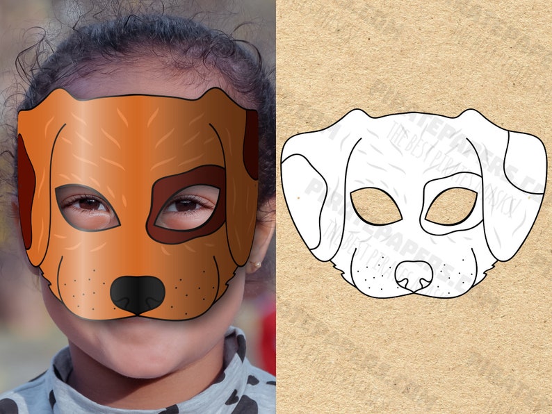 Dog Masks Printable Color Coloring Paper DIY for Kids and - Etsy
