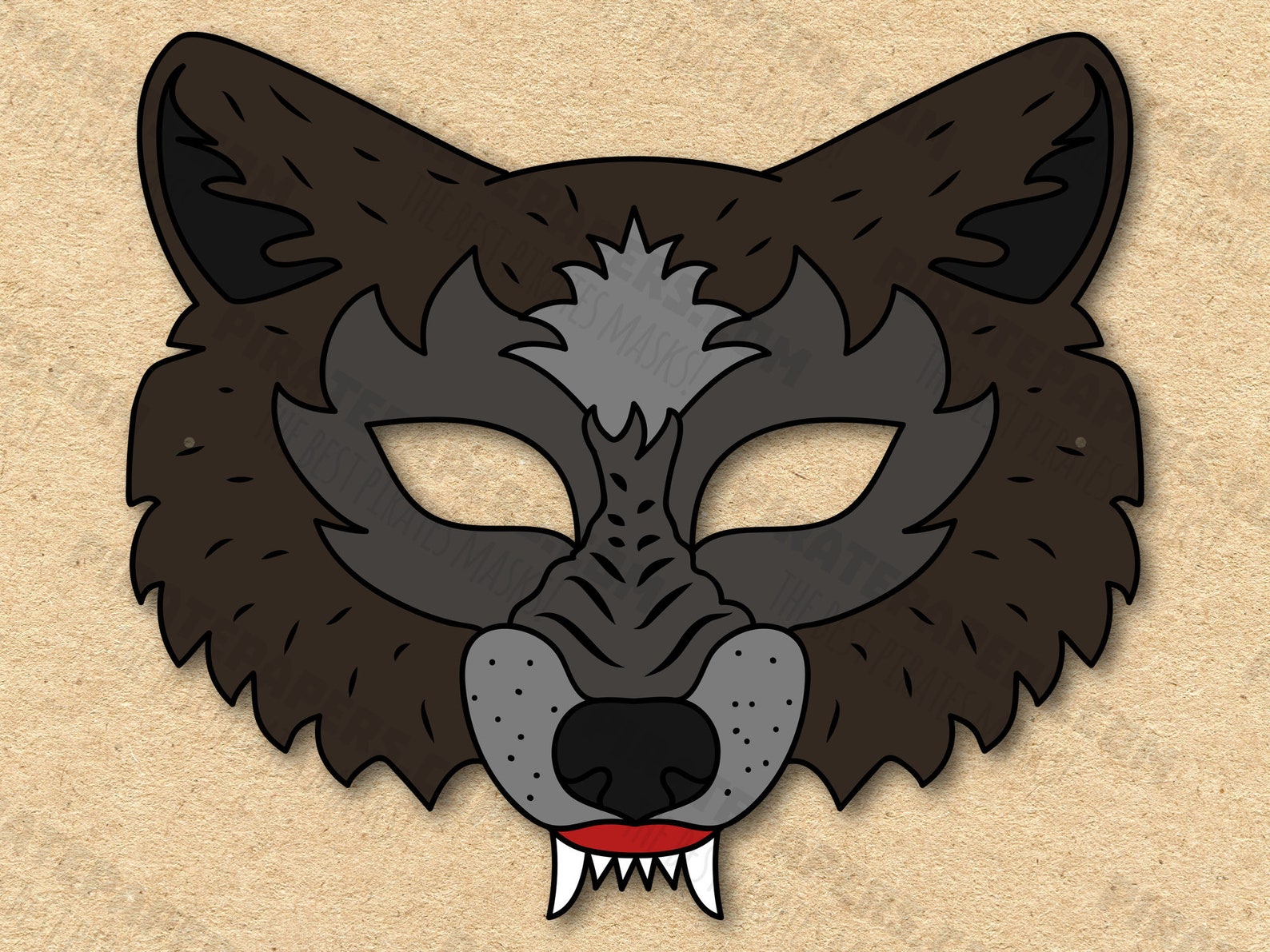 Big Bad Wolf Mask Printable, Paper DIY for Kids and Adults. PDF