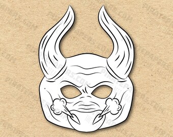 Minotaur Mask Printable Coloring, Paper DIY For Kids And Adults. PDF Template. Instant Download. For Birthdays, Halloween, Party, Costumes.