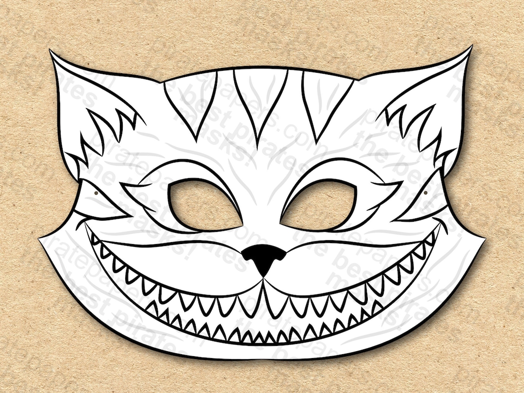 Cheshire Cat Mask Printable Coloring alice in Wonderland - Etsy Australia