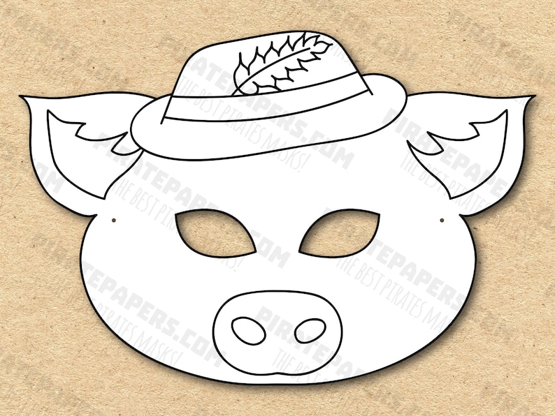 The Three Little Pigs Masks Printable Coloring, Big Bad Wolf, Paper DIY ...