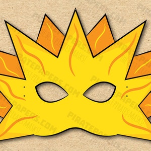 Maschera solare stampabile, carta fai da te per bambini e adulti. Modello PDF. Download immediato. Per compleanni, Halloween, feste, costumi.