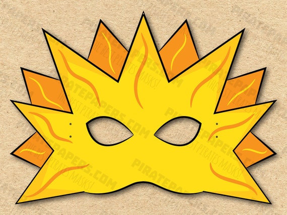 Sun Mask Printable, Paper DIY for Kids and Adults. PDF Template