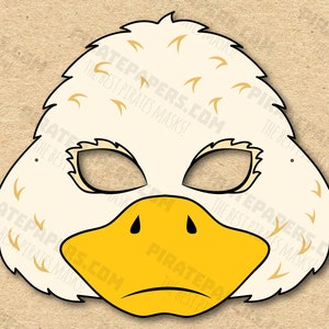 Duck Mask Printable, Paper DIY For Kids And Adults. PDF Template. Instant Download. For Birthdays, Halloween, Party, Costumes.