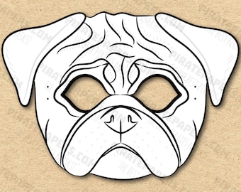 Pug Dog Mask Printable Costume Fawn Carlin Mops (Download Now) - Etsy