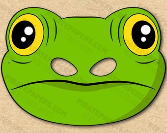 Frosch Maske zum Ausdrucken, Papier DIY für Kinder und Erwachsene. PDF-Vorlage. Sofortiger Download. Für Geburtstage, Halloween, Party, Kostüme.