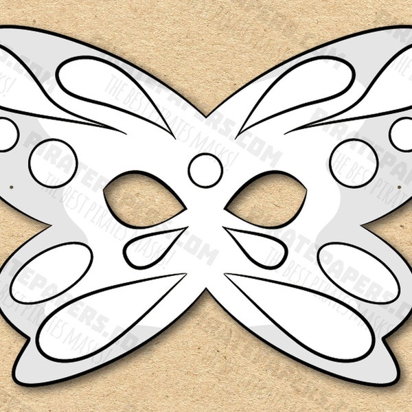 Butterfly Mask Printable Coloring, Paper DIY For Kids And Adults. PDF Template. Instant Download. For Birthdays, Halloween, Party, Costumes.