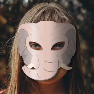Elephant Mask Printable, Paper DIY for Kids and Adults. PDF Template ...