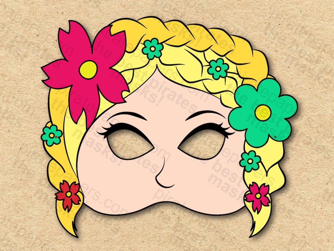 Rapunzel Mask Printable Paper DIY for Kids and Adults. PDF Etsy