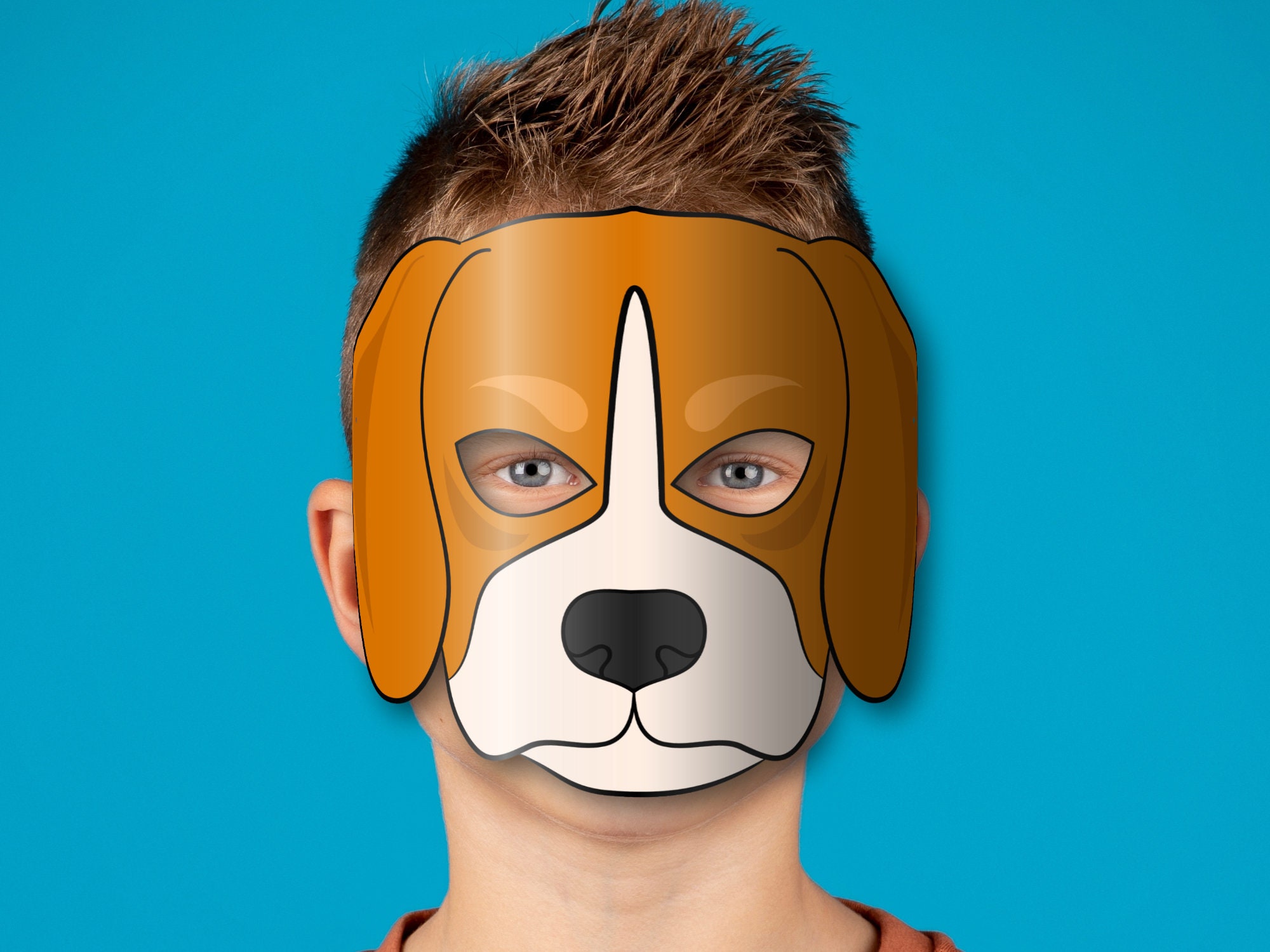 Dog Beagle Mask Printable Breed, Paper DIY for Kids and Adults. PDF