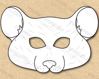 Mouse Mask Printable Coloring, Paper DIY For Kids And Adults. PDF Template. Instant Download. For Birthdays, Halloween, Party, Costumes.