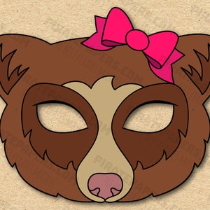 Máscara De Madre Oso Imprimible (Ricitos De Oro Y Los Tres Osos), Bricolaje De Papel Para Niños Y Adultos. Plantilla PDF. Descarga instantánea. Para Halloween.