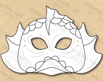 Fish Mask Printable Coloring, Paper DIY For Kids And Adults. PDF Template. Instant Download. For Birthdays, Halloween, Party, Costumes.