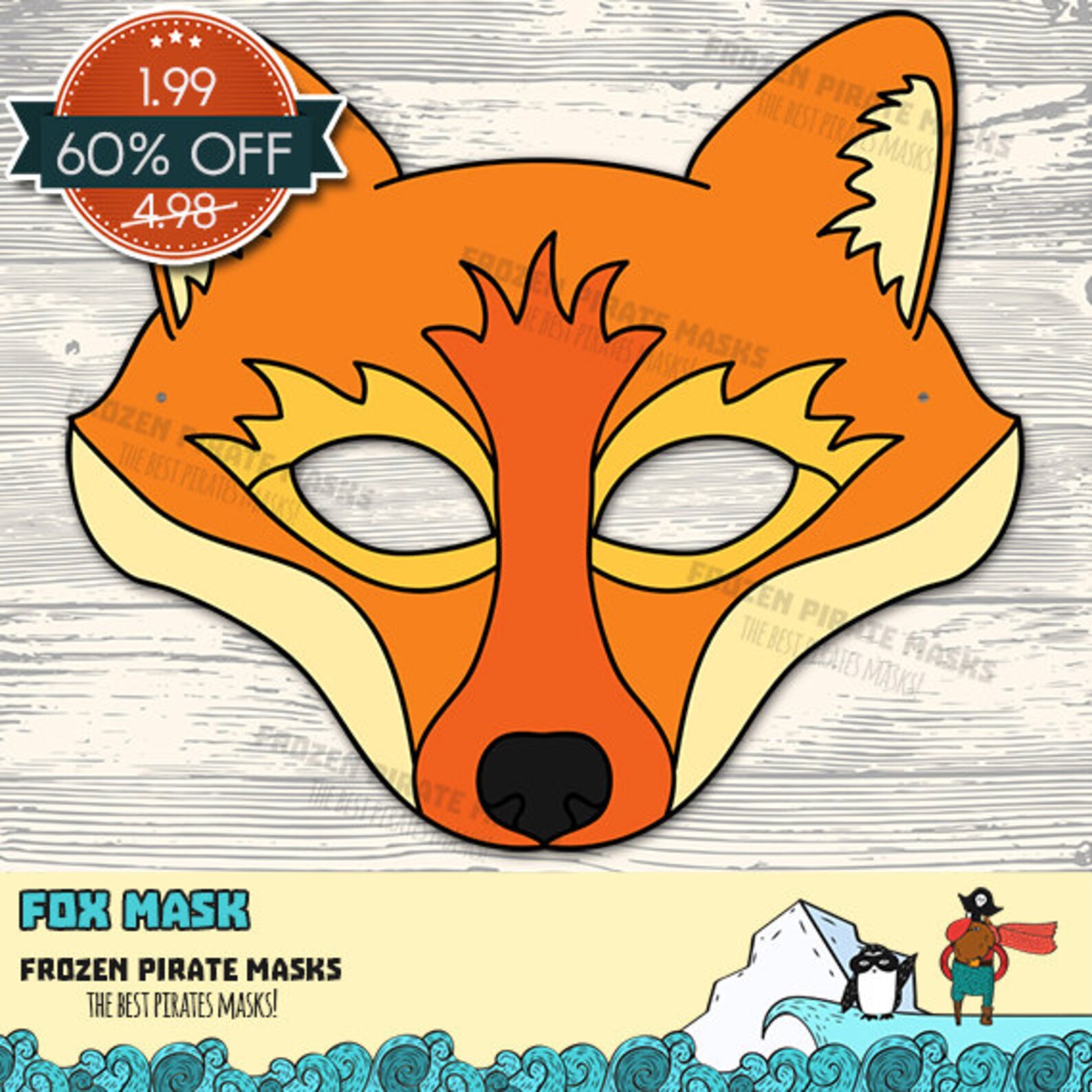 60% OFF SALE Fox Printable Mask | Etsy