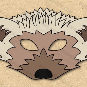 Hedgehog Mask Printable, Paper DIY For Kids And Adults. PDF Template. Instant Download. For Birthday, Halloween, Party, Costumes.