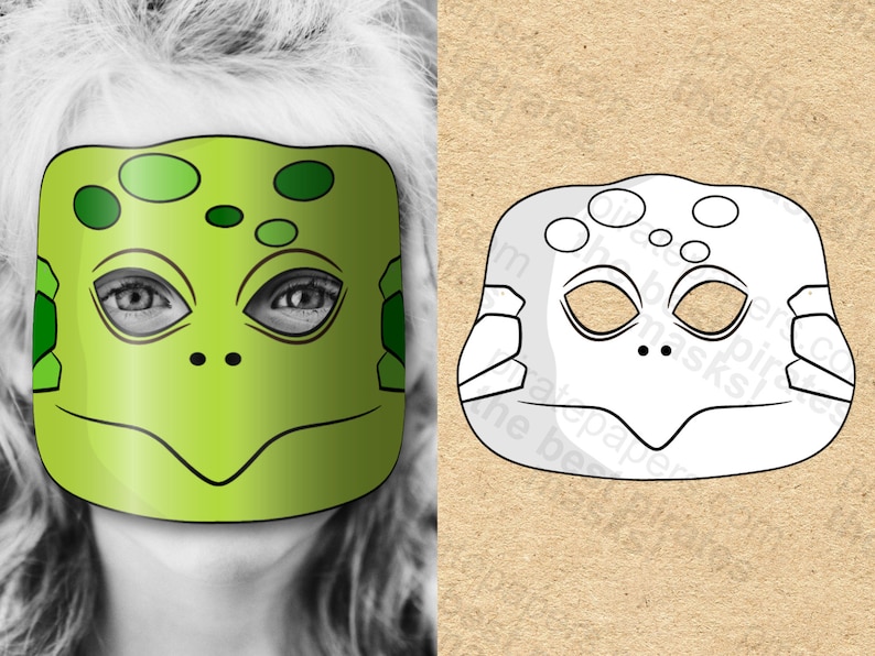 Turtle Masks Printable Color Coloring Paper DIY for Kids Etsy