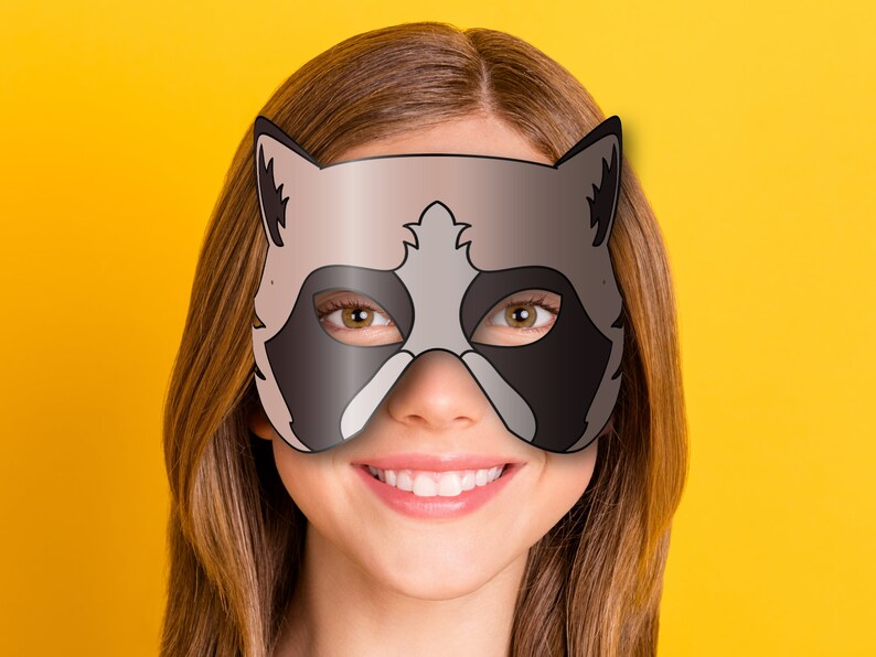Raccoon Mask Printable, Paper DIY for Kids and Adults. PDF Template. Instant Download. for ...