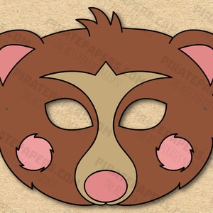 Bear-Baby Mask Printable (Goldilocks And The Three Bears), Paper DIY For Kids And Adults. PDF Template. Instant Download. For Halloween.