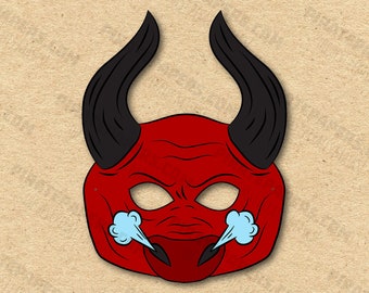 Minotaur Mask Printable, Paper DIY For Kids And Adults. PDF Template. Instant Download. For Birthdays, Halloween, Party, Costumes.