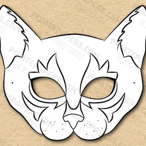 Cat Abyssinian Mask Printable Coloring Breed, Paper DIY For Kids And Adults. PDF Template. Instant Download. Birthdays, Halloween, Party.