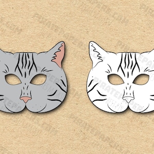Cat American Shorthair Masks Printable Color + Coloring Breed, Paper DIY For Kids And Adults. PDF Template. Instant Download. Halloween.