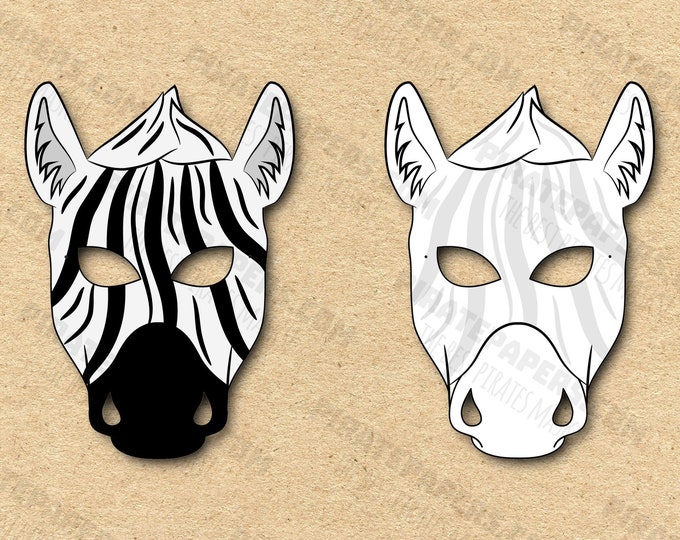 Zebra Mask Costume Animal Mask Printable Party Favor African Jungle ...