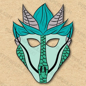 Kind Dragon Mask Printable, Paper DIY For Kids And Adults. PDF Template. Instant Download. For Birthdays, Halloween, Party, Costumes.