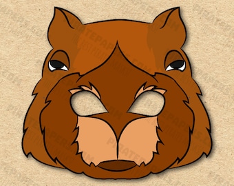 Capybara Mask Printable, Paper DIY For Kids And Adults. PDF Template. Instant Download. For Birthdays, Halloween, Party, Costumes.