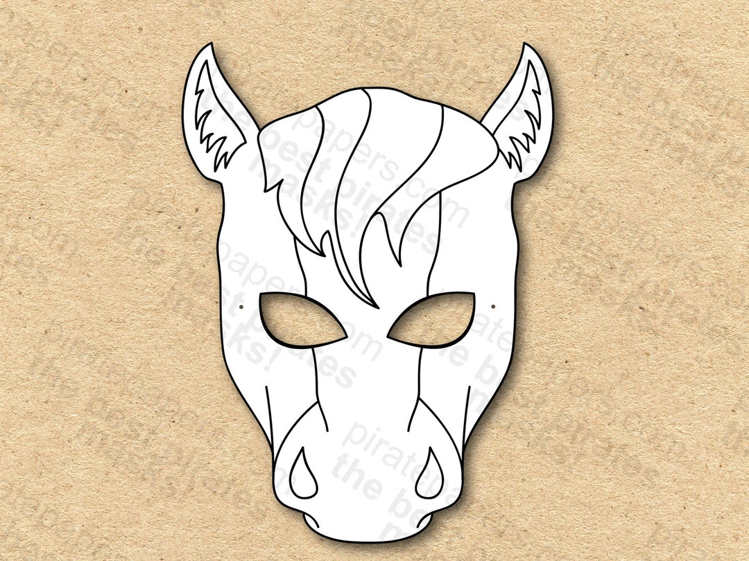 Horse Mask Printable Coloring Paper DIY for Kids and Adults. Etsy