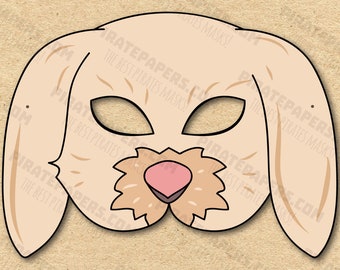 Rabbit Mask Printable, Paper DIY For Kids And Adults. PDF Template. Instant Download. For Birthdays, Halloween, Party, Costumes.
