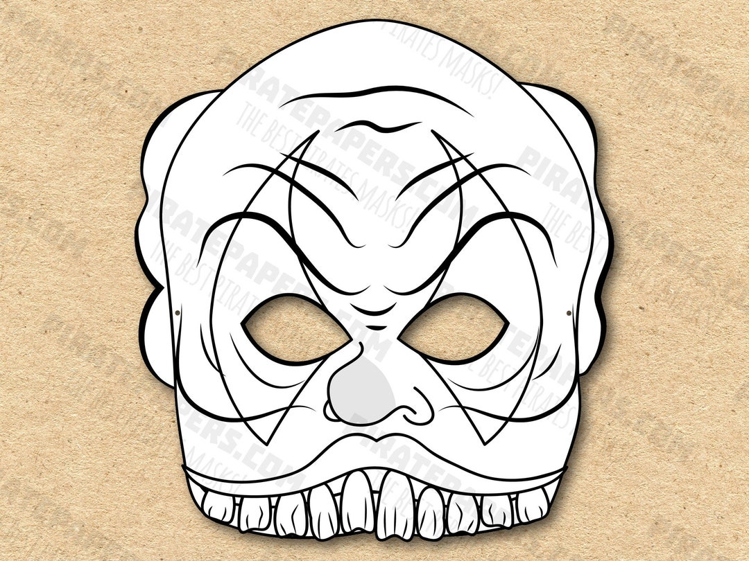 Scary Clown Mask Printable Coloring, Paper DIY for Kids and Adults. PDF ...