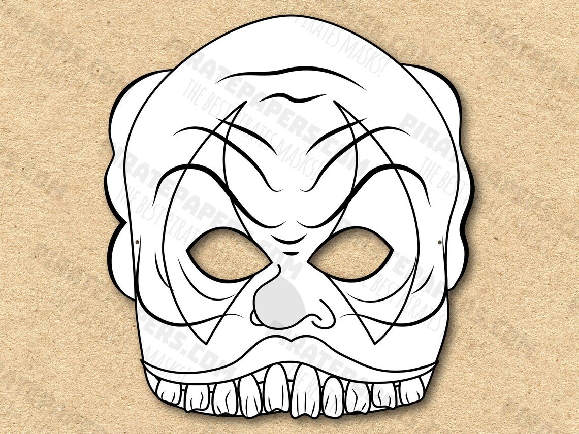 Scary Clown Masks Printable Color Coloring, Paper DIY for Kids and ...