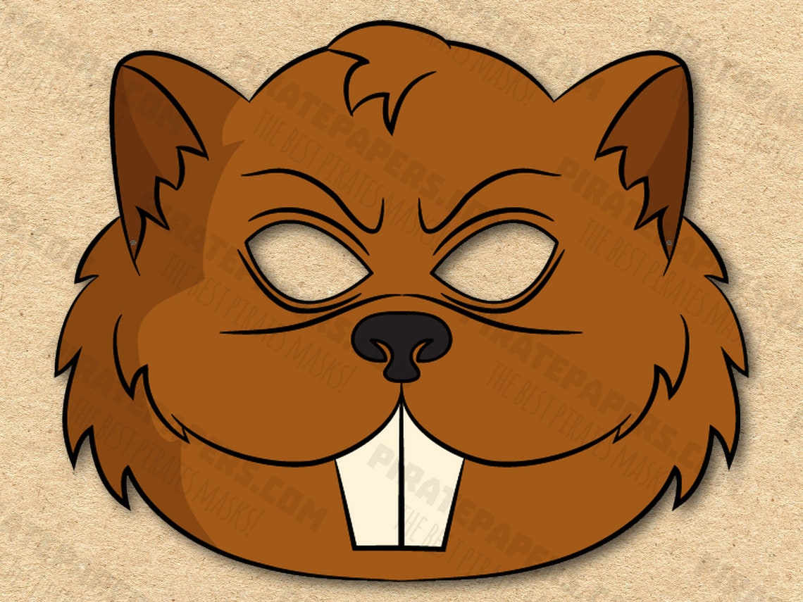 Beaver Mask Printable, Paper DIY for Kids and Adults. PDF Template ...