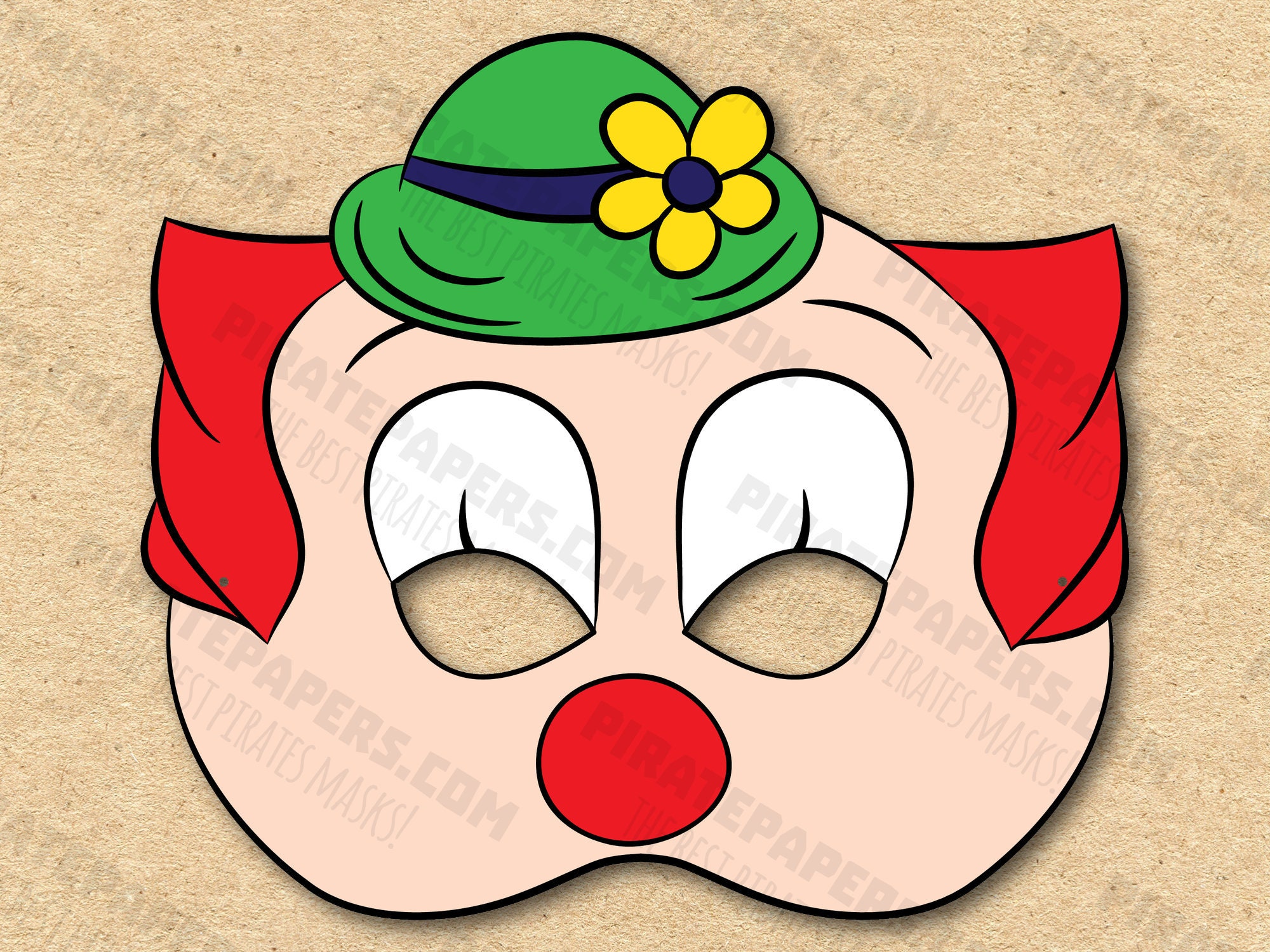 Сircus Clown Masks Color Coloring Printable, Paper DIY for Kids and