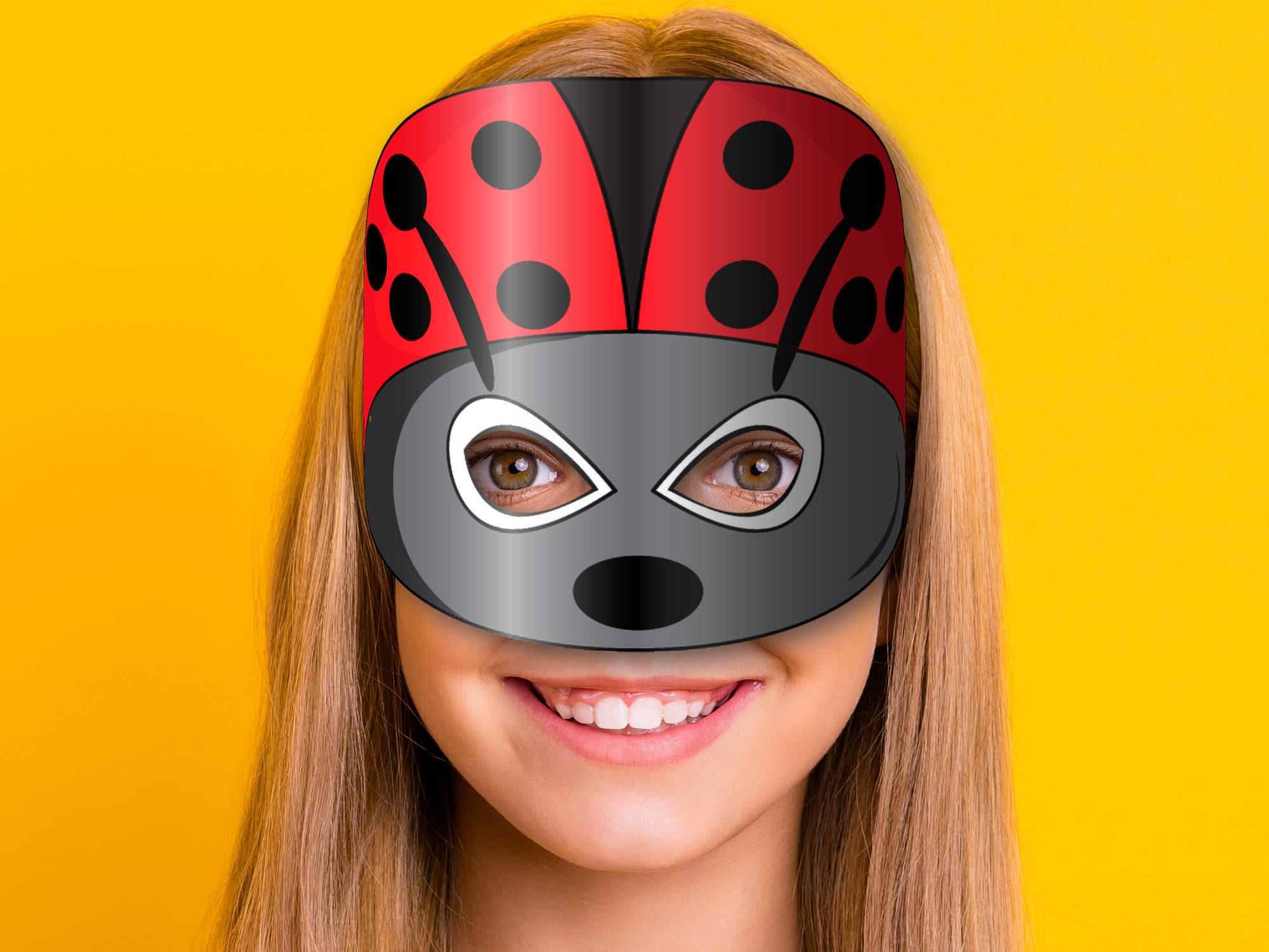 Ladybird Mask Printable, Paper DIY for Kids and Adults. PDF Template