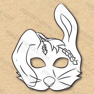 March Hare Mask Printable Coloring (Alice in Wonderland), Paper DIY For Kids And Adults. PDF Template. Instant Download. Halloween, Party.