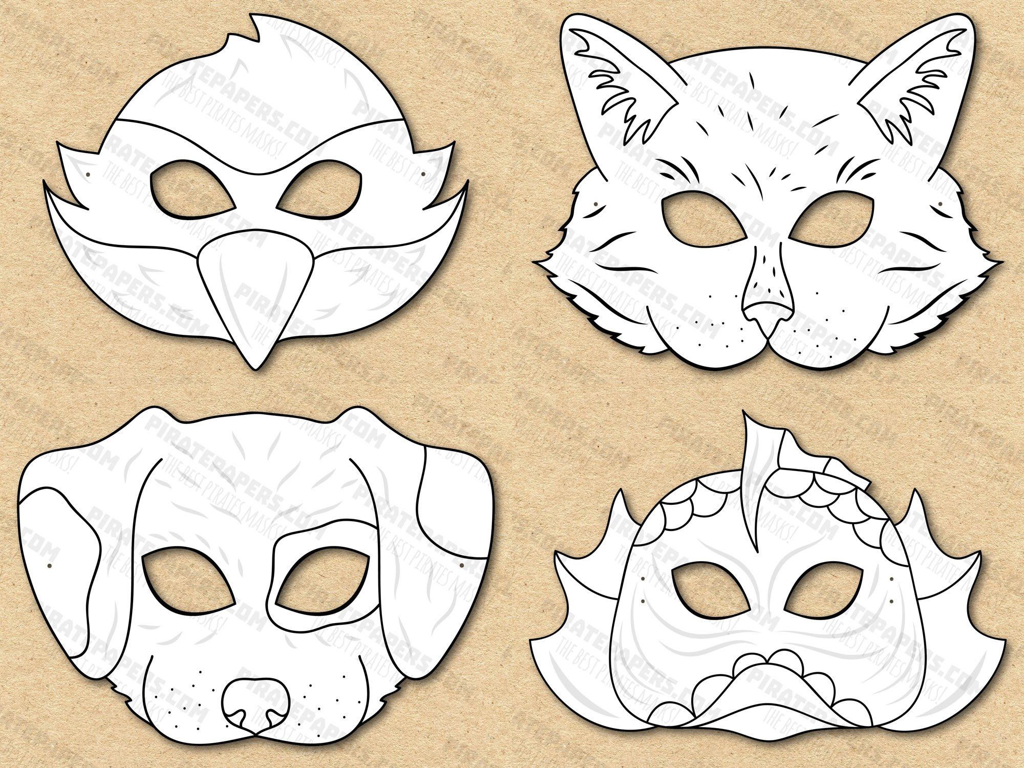 Tadpolez 5 stuks witte kattenmaskers, doe-het-zelf lege witte kattenmaskers, overschilderbaar, voor carnaval, feest, cosplay (pen x 2, 12 kleuren x 1) (wit