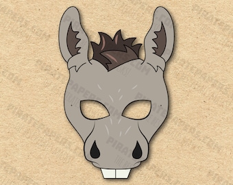 Donkey Mask Printable, Paper DIY For Kids And Adults. PDF Template. Instant Download. For Birthdays, Halloween, Party, Costumes.