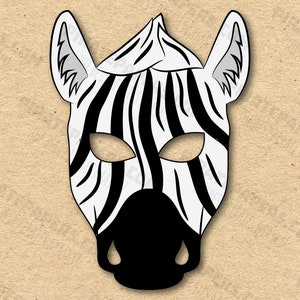 Zebra Mask Printable, Paper DIY For Kids And Adults. PDF Template. Instant Download. For Birthdays, Halloween, Party, Costumes.