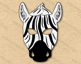 シマウママスク：黒と白の大人用コスチュームヘッド、手作りのアフリカ